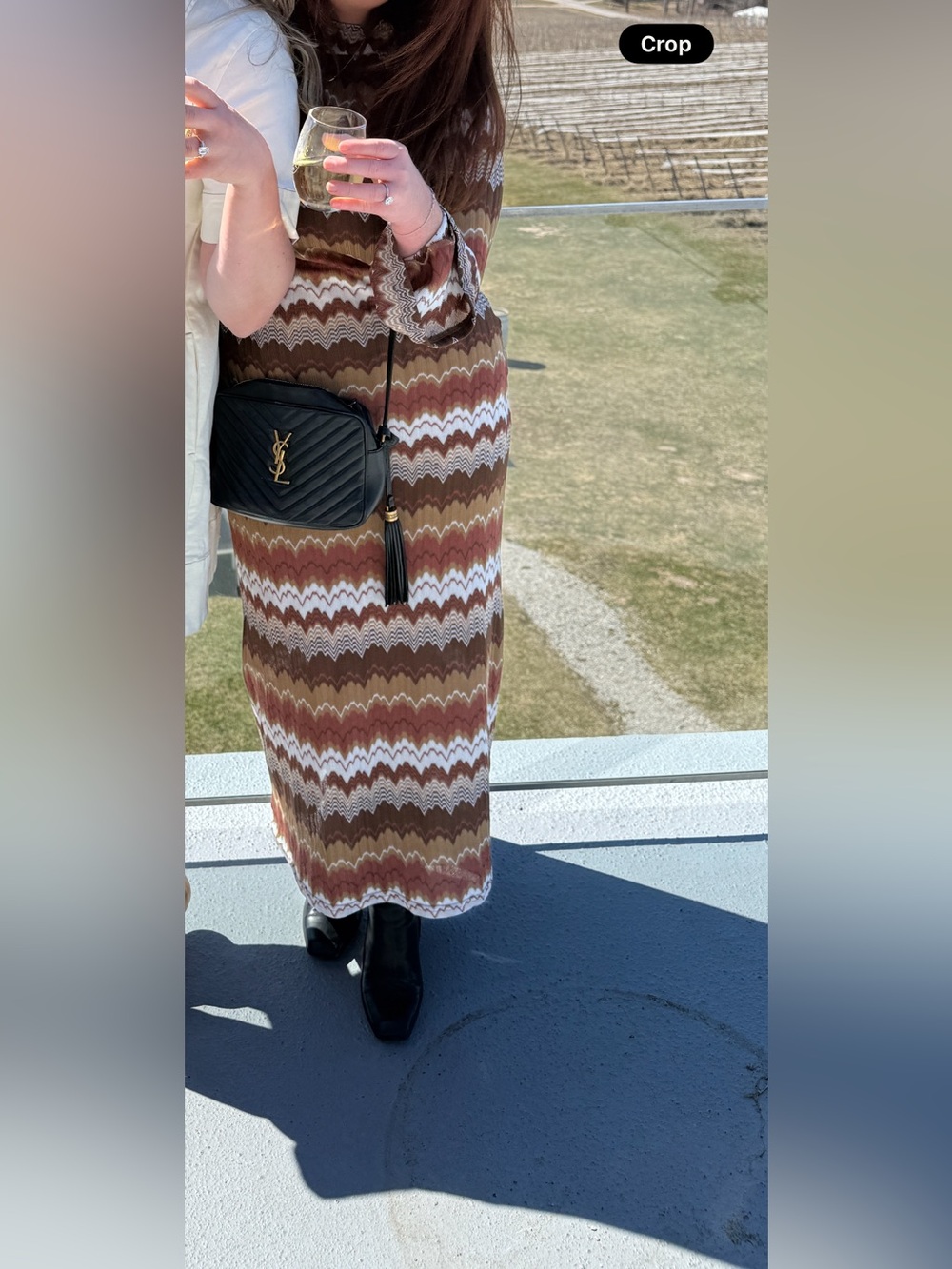 Brown, White & Rust KNIT Zigzag Maxi Dress